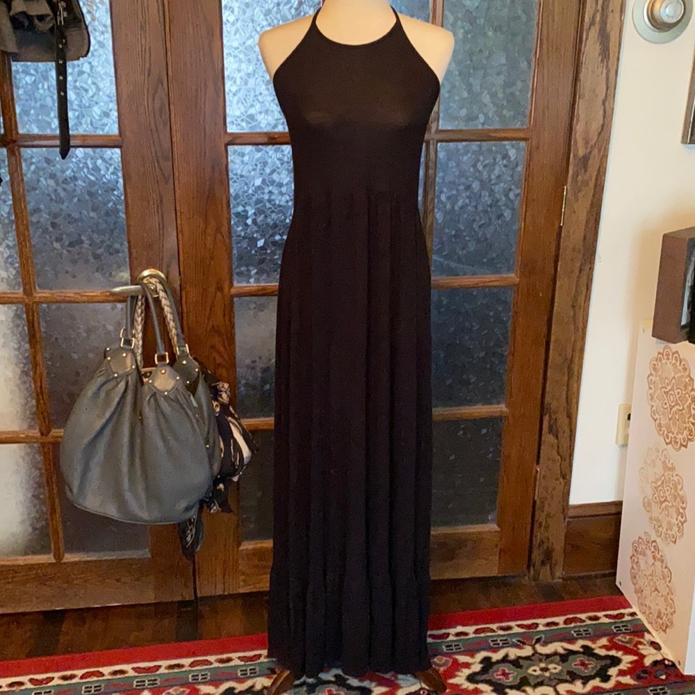 Black halter maxi dress size medium